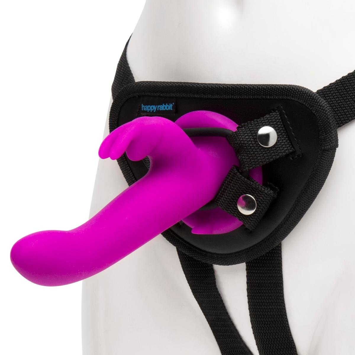 Happy Rabbit – Vibrerende Strap-On Set – Magenta