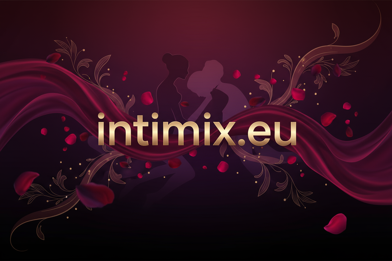 maak een banner waarop intimix.eu wordt weergegeven en erotische elementen